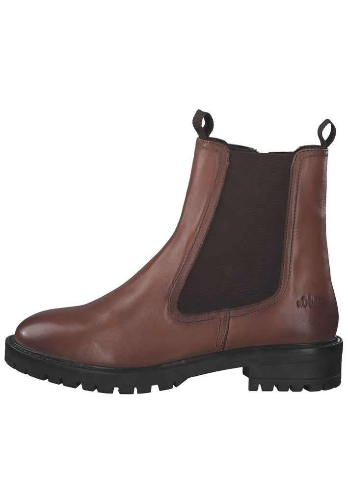 Stiefeletten s.Oliver Stiefelette Leder/Textil Cognac