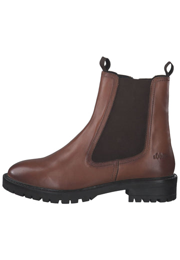 Stiefeletten s.Oliver Stiefelette Leder/Textil Cognac