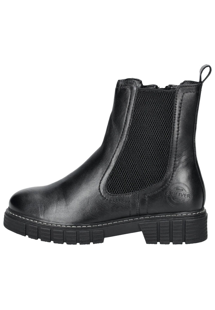 Stiefeletten s.Oliver Stiefelette Leder/Textil Schwarz