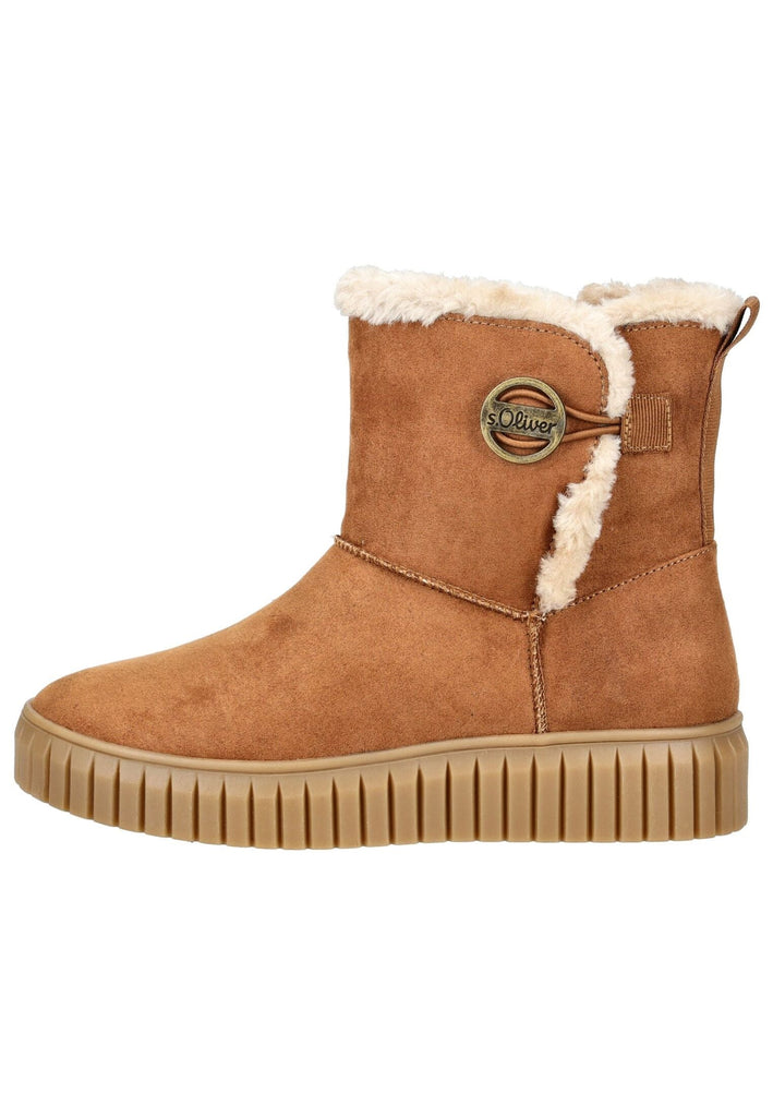 Stiefeletten s.Oliver Stiefelette Lederimitat Cognac Warmfutter