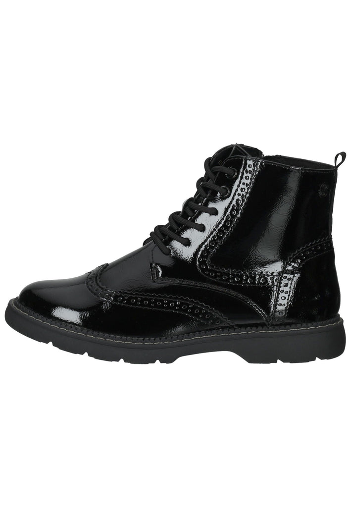 Stiefeletten s.Oliver Stiefelette Lederimitat Schwarz Lack Warmfutter