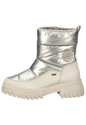 Stiefeletten s.Oliver Stiefelette Lederimitat/Textil Champagne Warmfutter