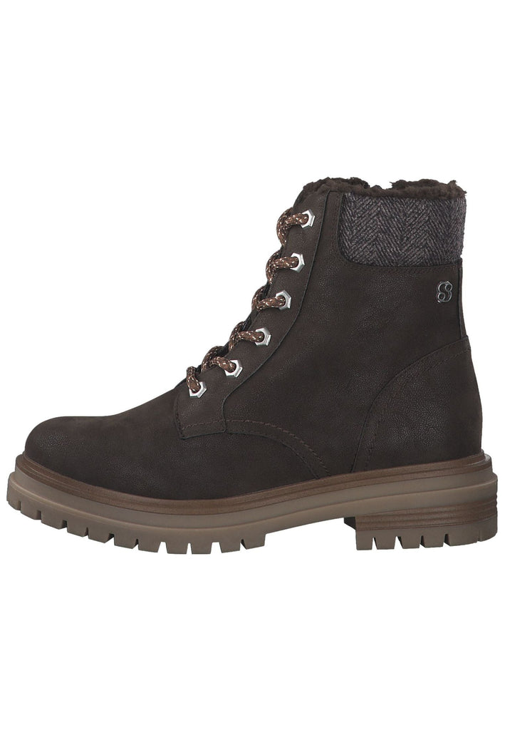 Stiefeletten s.Oliver Stiefelette Lederimitat/Textil Dunkelbraun Warmfutter