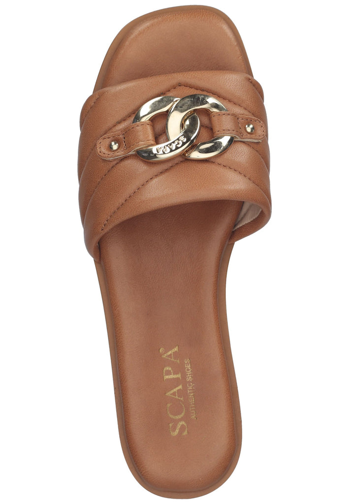 Scapa Pantoletten Leder Cognac