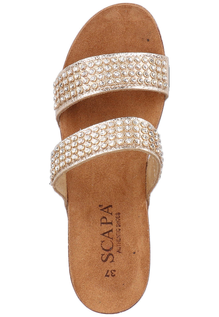 Scapa Pantoletten Lederimitat Platin