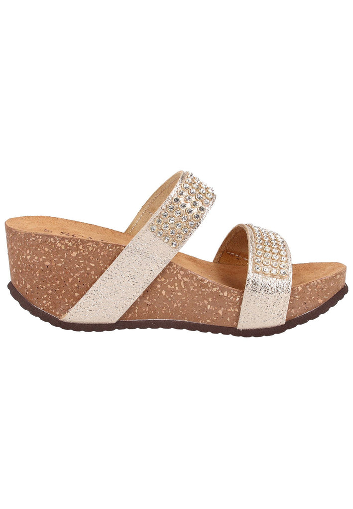 Scapa Pantoletten Lederimitat Platin