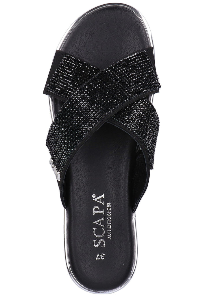 Scapa Pantoletten Lederimitat Schwarz