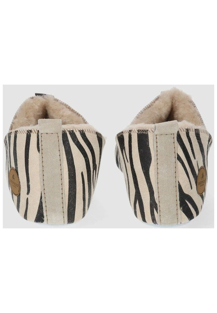 Shepherd Hausschuhe Lammfell Beige/Schwarz Warmfutter