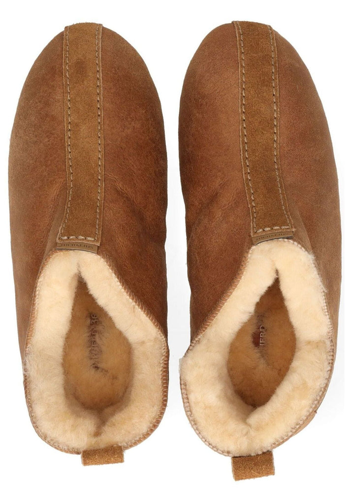 Shepherd Hausschuhe Lammfell Cognac