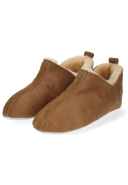 Shepherd Hausschuhe Lammfell Cognac