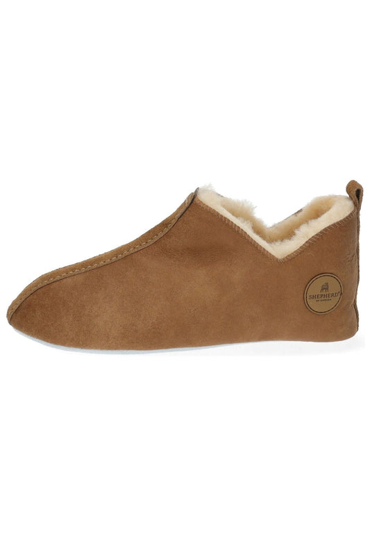 Shepherd Hausschuhe Lammfell Cognac