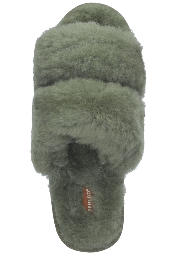 Shepherd Hausschuhe Lammfell Grün
