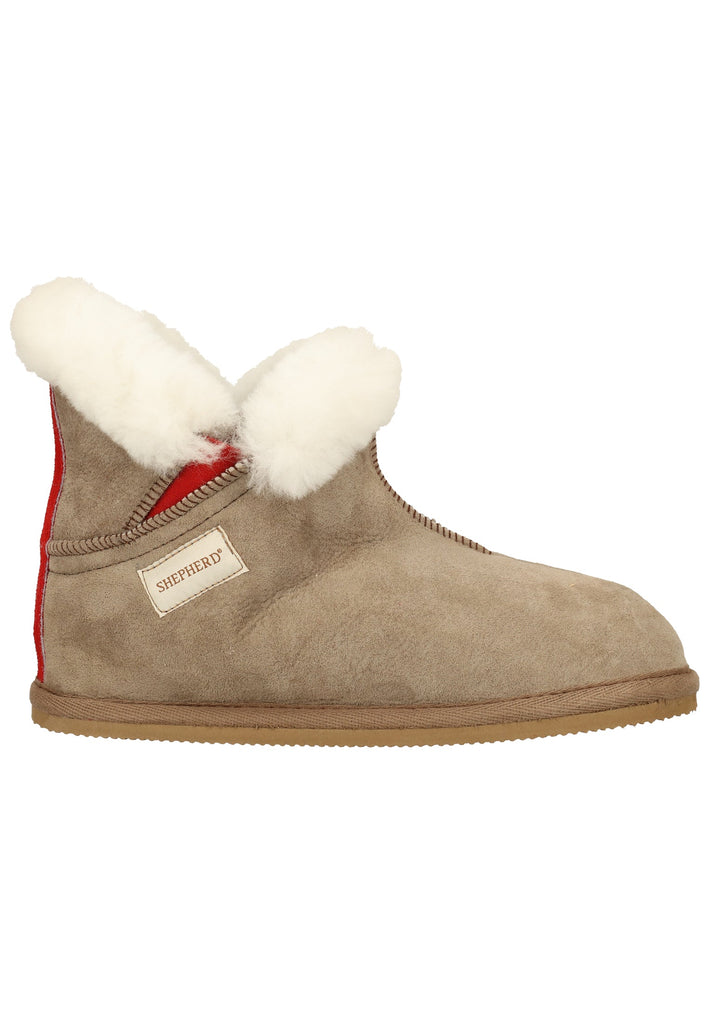 Shepherd Hausschuhe Leder Beige Warmfutter