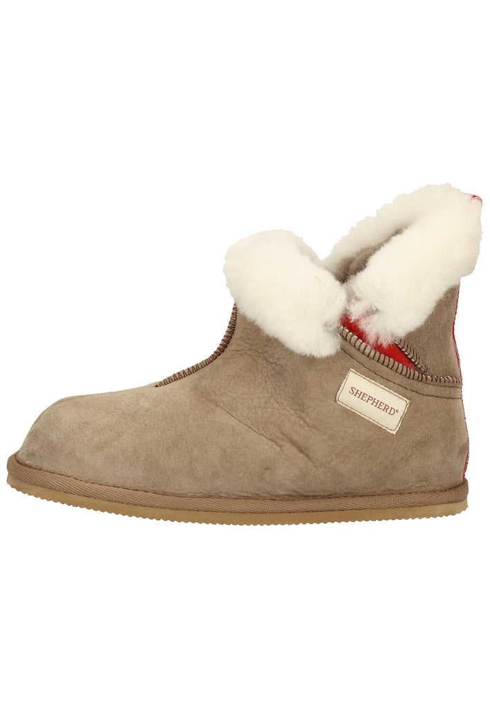 Shepherd Hausschuhe Leder Beige Warmfutter