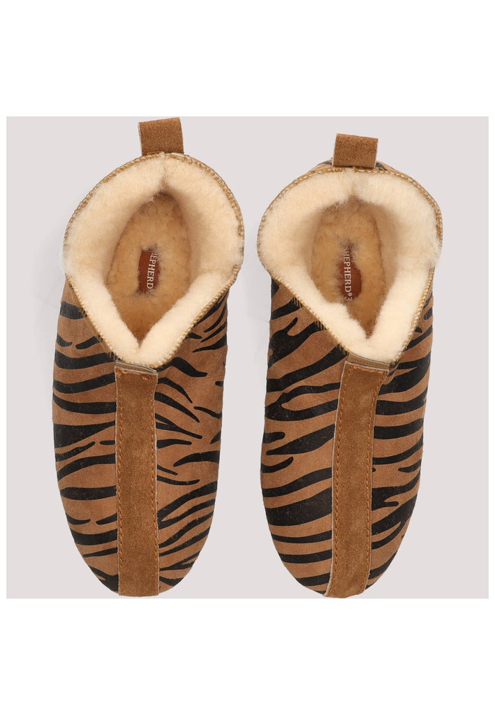 Shepherd Hausschuhe Leder Braun/Schwarz Warmfutter