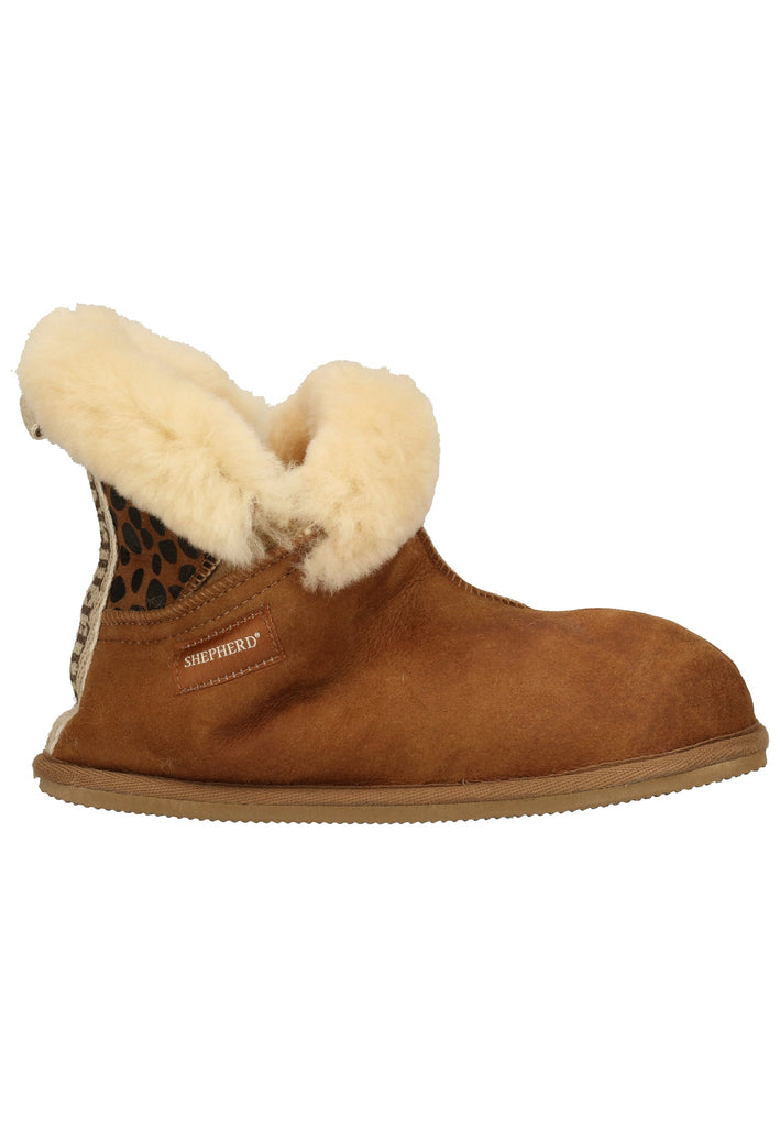 Shepherd Hausschuhe Leder Cognac