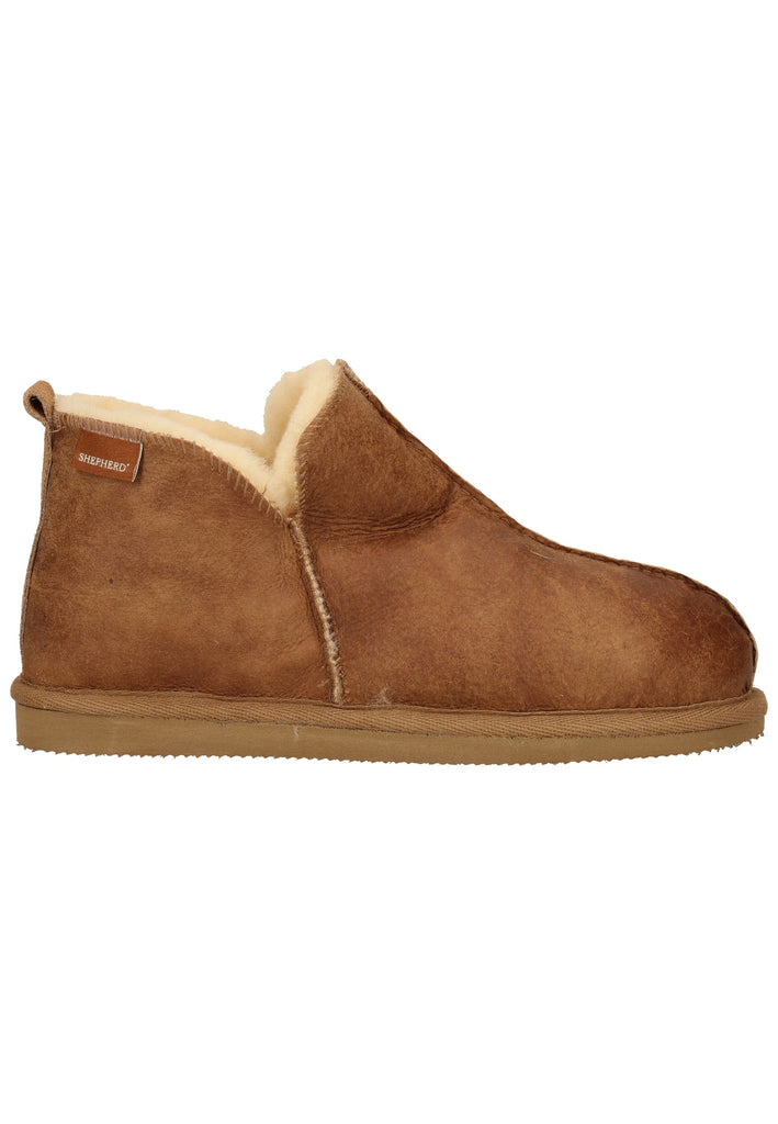 Shepherd Hausschuhe Leder Cognac