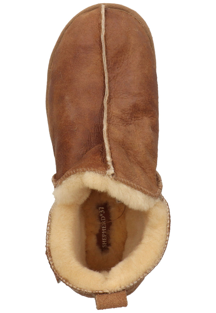 Shepherd Hausschuhe Leder Cognac