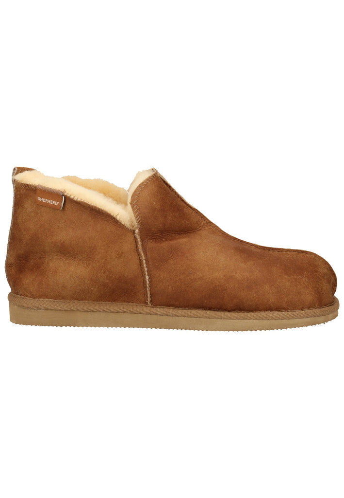 Shepherd Hausschuhe Leder Cognac Warmfutter