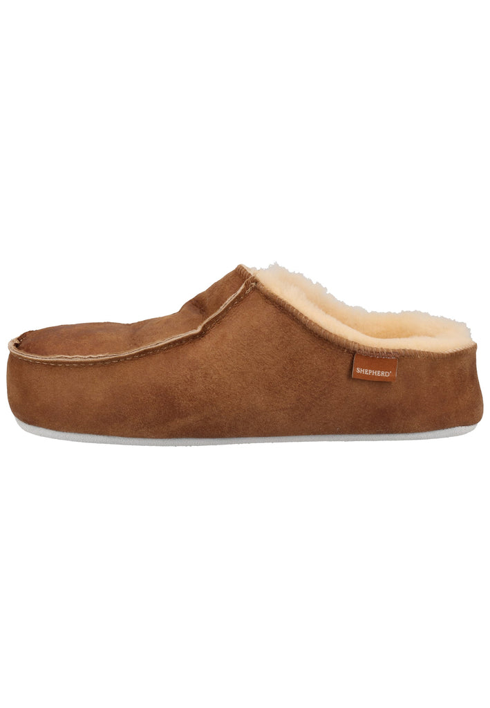 Shepherd Hausschuhe Leder Cognac Warmfutter