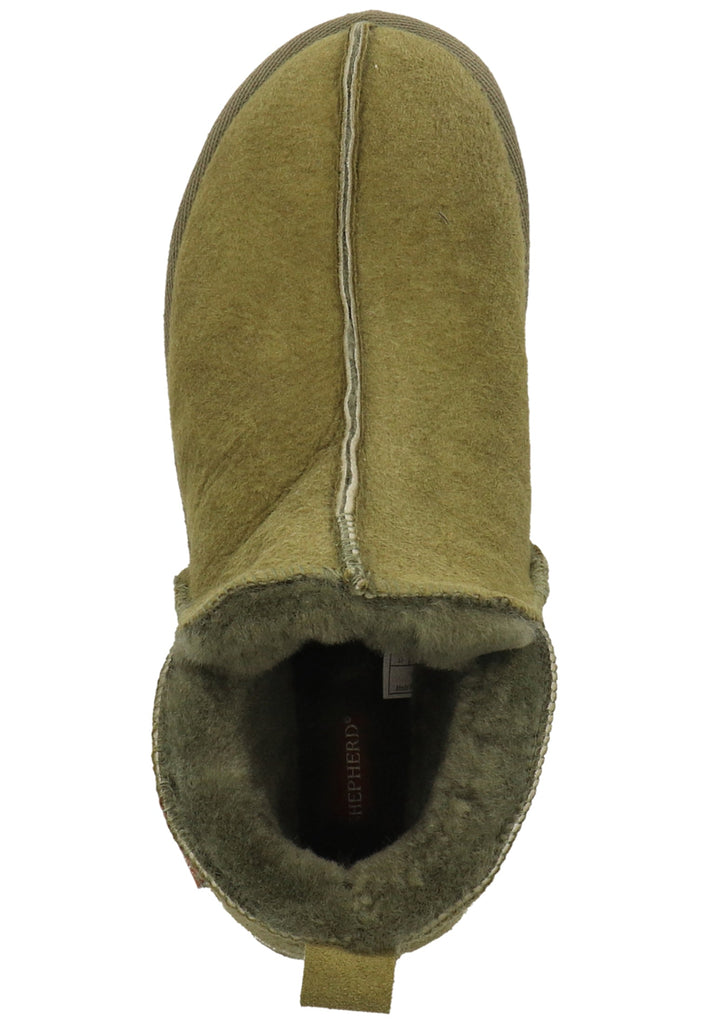 Shepherd Hausschuhe Leder Olive Warmfutter