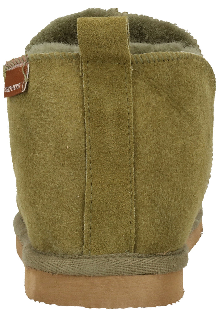 Shepherd Hausschuhe Leder Olive Warmfutter