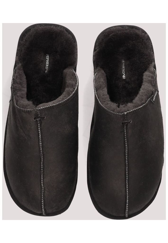 Shepherd Hausschuhe Leder Schwarz Warmfutter