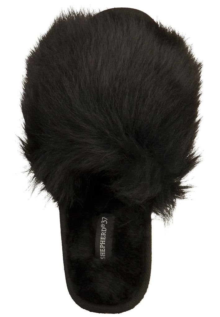 Shepherd Hausschuhe Leder Schwarz Warmfutter