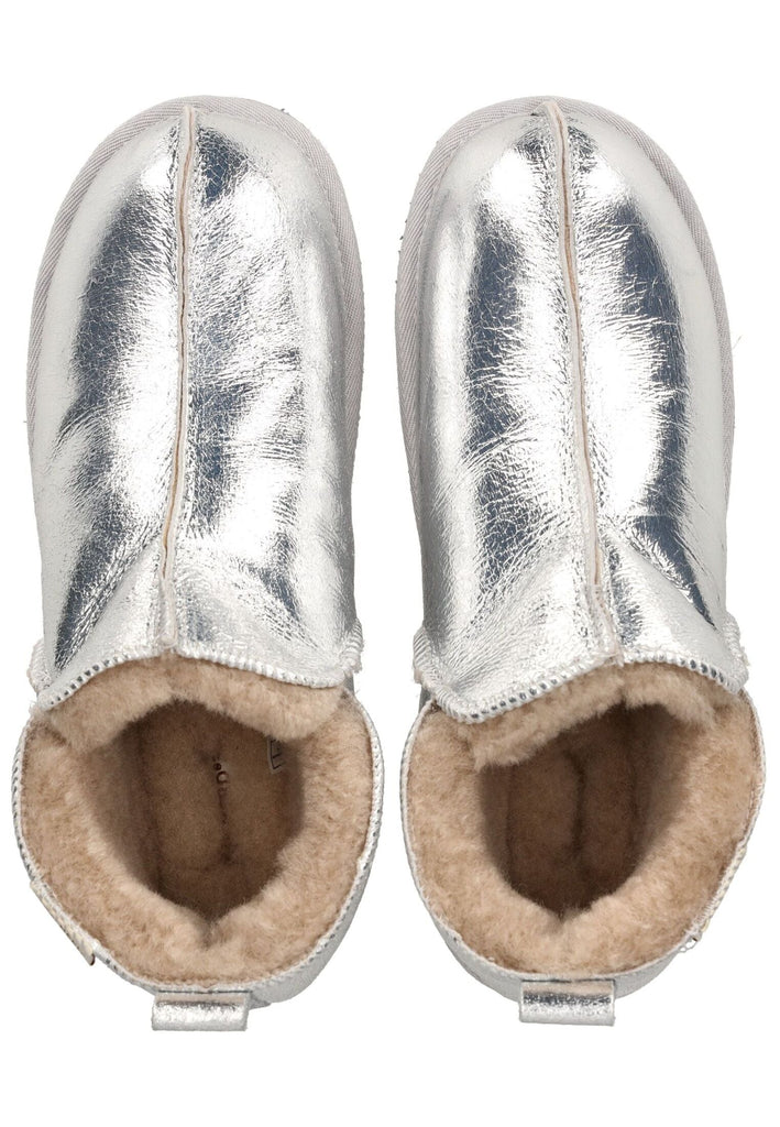 Shepherd Hausschuhe Leder Silber Warmfutter