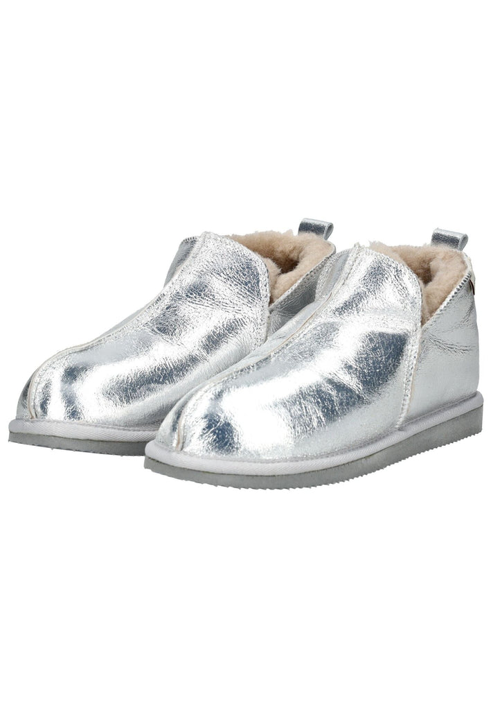Shepherd Hausschuhe Leder Silber Warmfutter