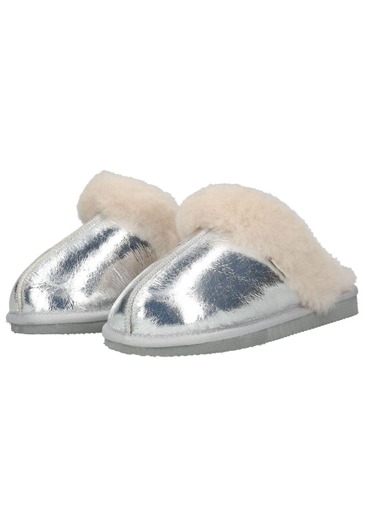 Shepherd Hausschuhe Leder Silber Warmfutter