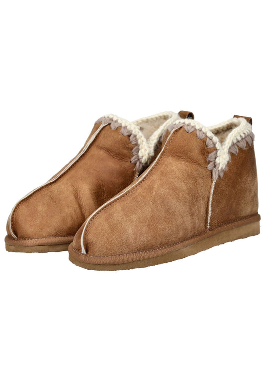Shepherd Hausschuhe Veloursleder Cognac Warmfutter