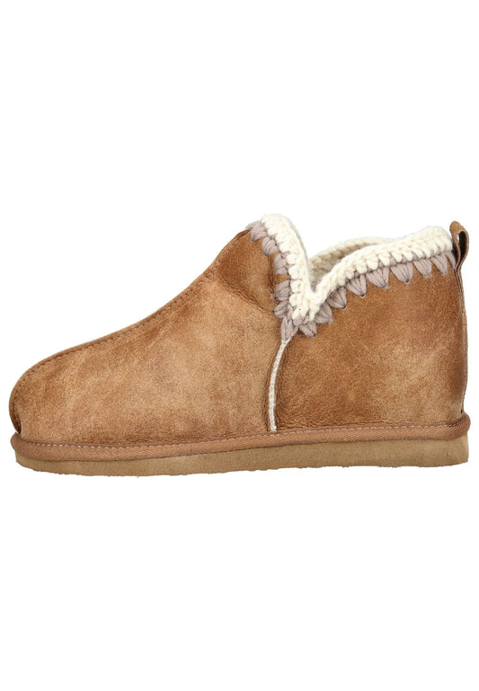 Shepherd Hausschuhe Veloursleder Cognac Warmfutter