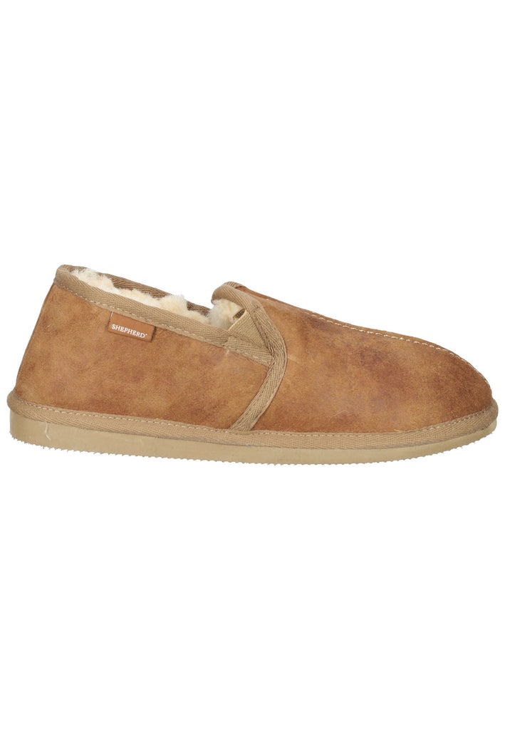 Shepherd Hausschuhe Veloursleder Cognac Warmfutter