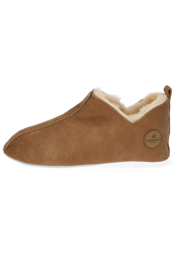 Pantoletten Shepherd Hausschuhe Lammfell Cognac