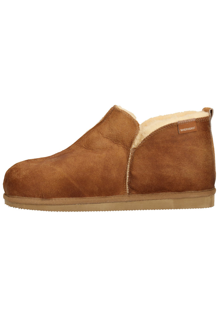Pantoletten Shepherd Hausschuhe Leder Cognac Warmfutter