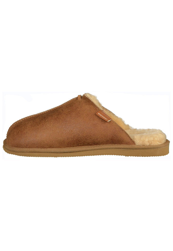 Pantoletten Shepherd Hausschuhe Leder Cognac Warmfutter