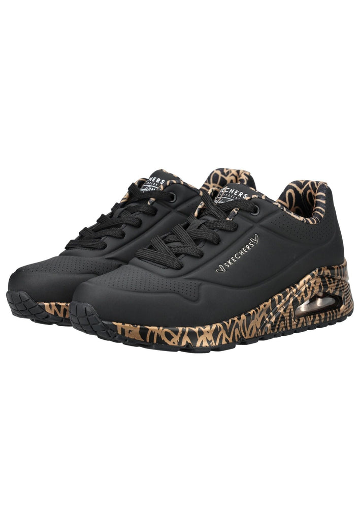 Skechers Sneaker Lederimitat Schwarz/Gold