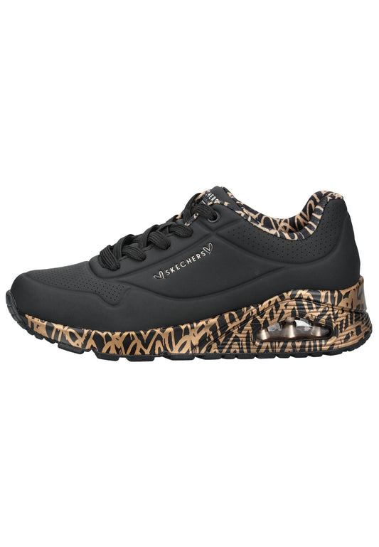 Skechers Sneaker Lederimitat Schwarz/Gold