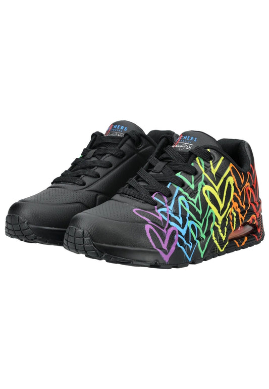 Skechers Sneaker Lederimitat Schwarz Multi