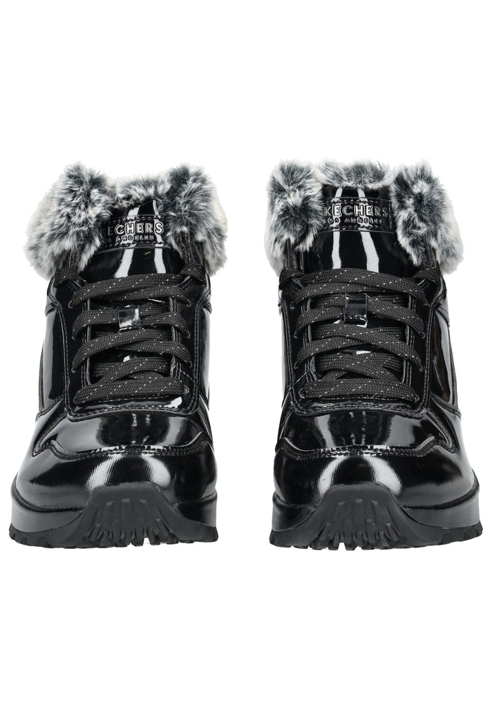 Skechers Stiefelette Lederimitat/Textil Schwarz Lack Warmfutter