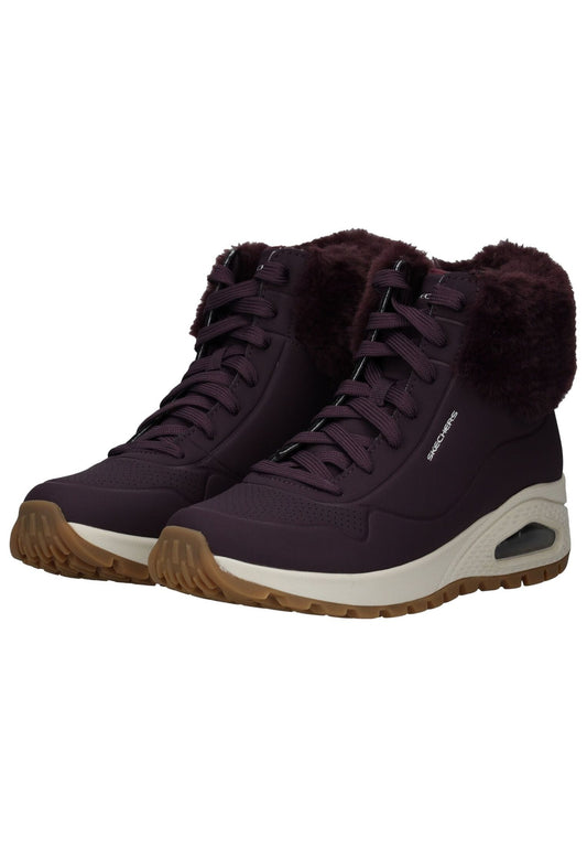 Skechers Stiefelette Lederimitat/Textil Weinrot Warmfutter
