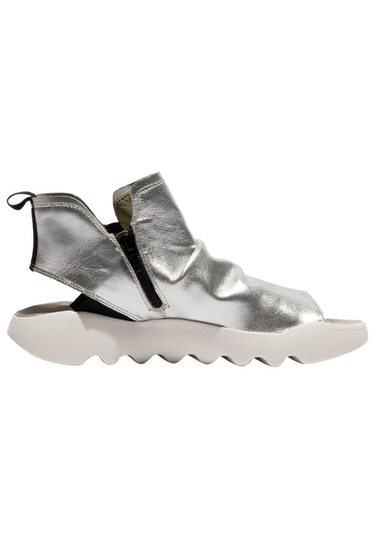 softinos Sandalen Leder Silber/Weiß