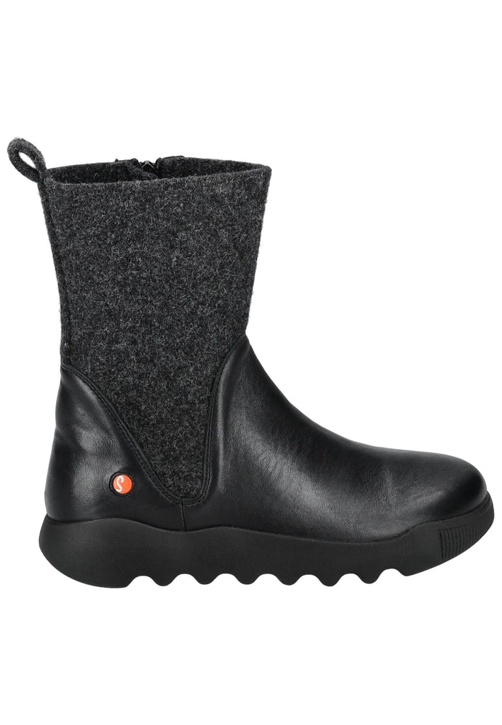 softinos Stiefel Leder/Textil Schwarz Kombi