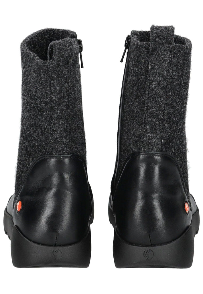 softinos Stiefel Leder/Textil Schwarz Kombi