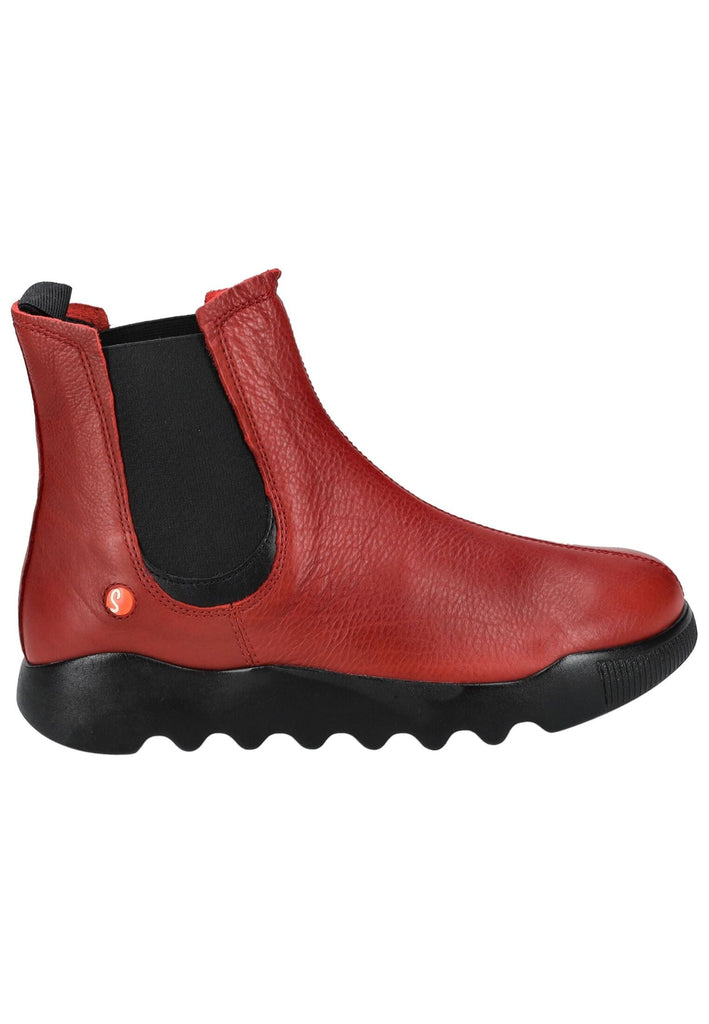softinos Stiefelette Leder/Textil Rot/Schwarz