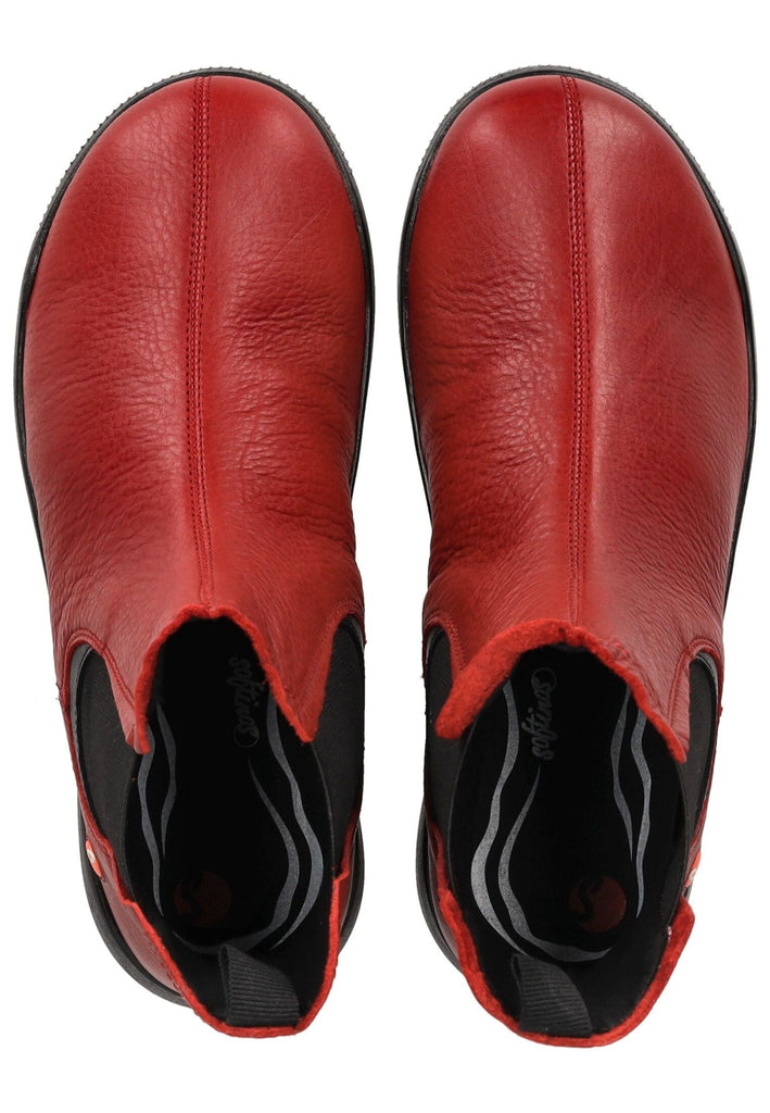 softinos Stiefelette Leder/Textil Rot/Schwarz