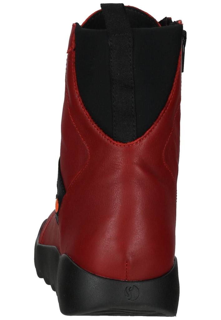 softinos Stiefelette Leder/Textil Rot/Schwarz
