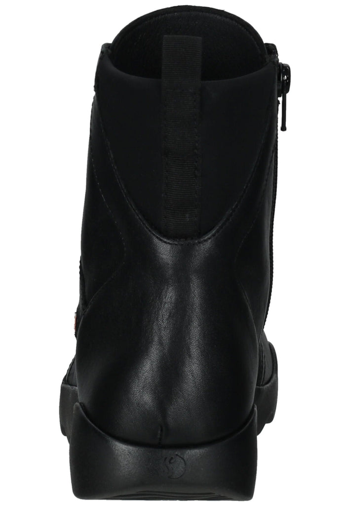 softinos Stiefelette Leder/Textil Schwarz/Schwarz