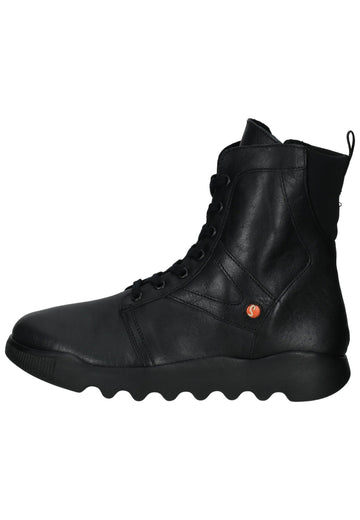 softinos Stiefelette Leder/Textil Schwarz/Schwarz
